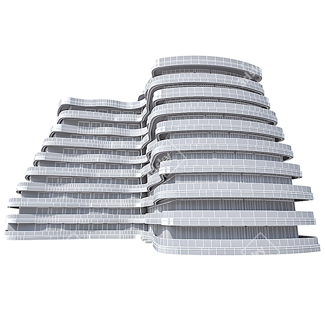 Modern 3D Residential Building 3D model image 3