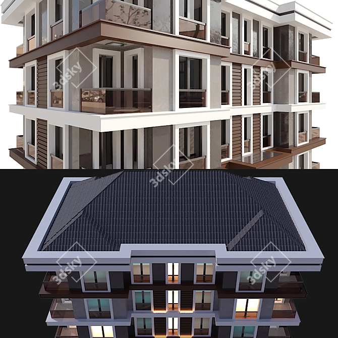 Modern Residential Building Model 3D model image 2