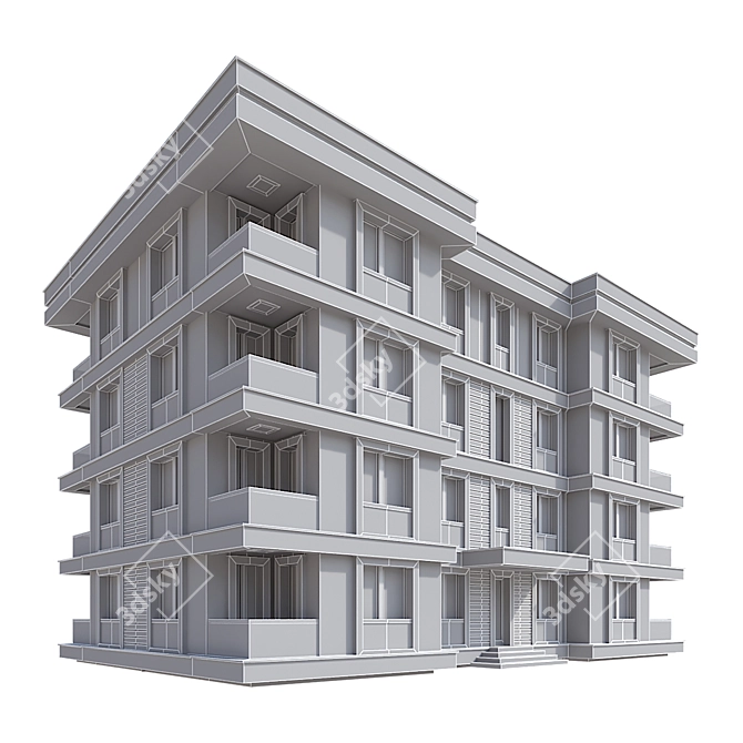 Modern Residential Building Model 3D model image 3
