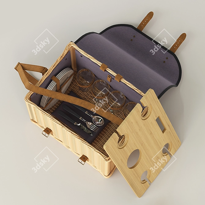 Ultimate Picnic Set: 4-Person Basket 3D model image 2