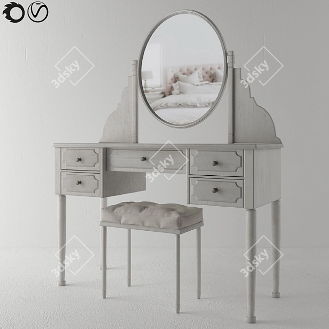 Vintage Makeup Vanity Set 3D model image 1