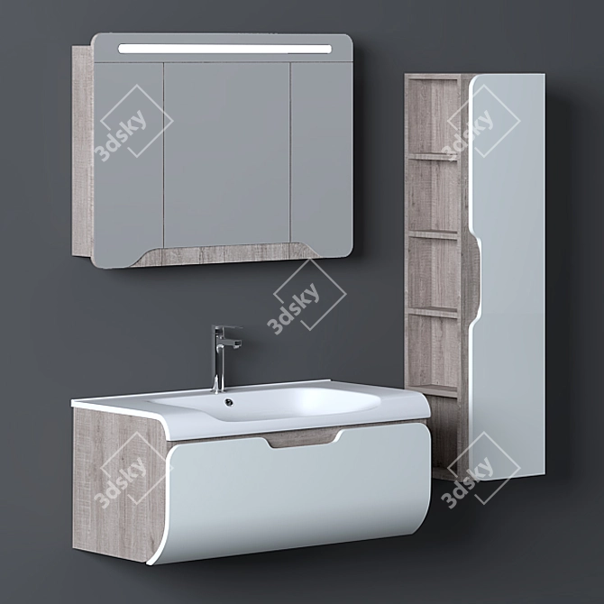 Nplus Golf 100 Bathroom Cabinet Set with Wood Texture 3D model image 1