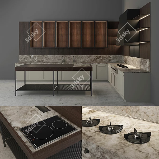 Effeti Impronta: Stylish Island Kitchen 3D model image 1