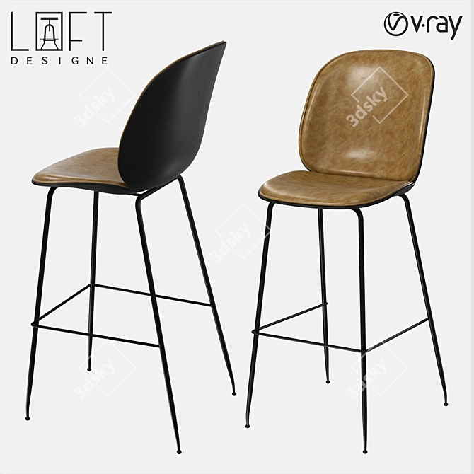 LoftDesigne 30113: Stylish Metal and Eco-Leather Bar Stool 3D model image 1