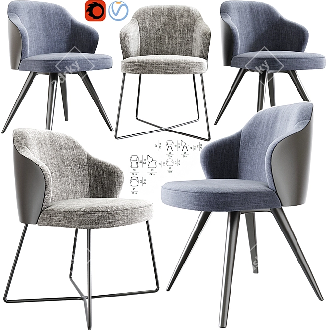 Modern Leslie Dining Chairs Set - Stylish and Functional 3D model image 1