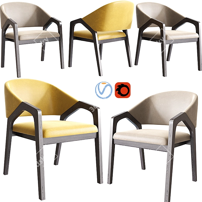 Modern Upholstered Kolob Accent Chair 3D model image 1