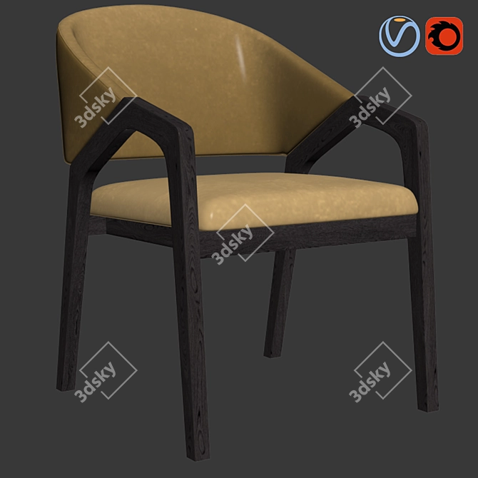 Modern Upholstered Kolob Accent Chair 3D model image 2