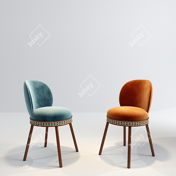 Elegant Alma Chair & Memphis Table 3D model image 2