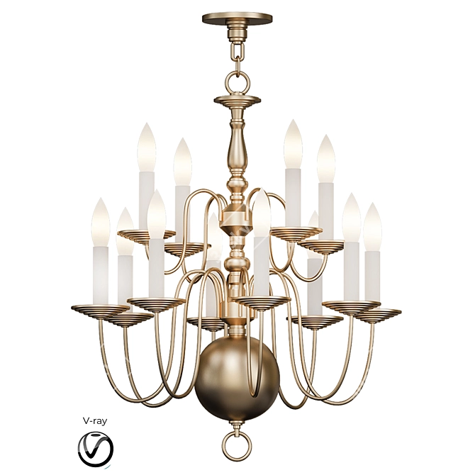 Vintage Brass Dutch Chandelier 3D model image 1