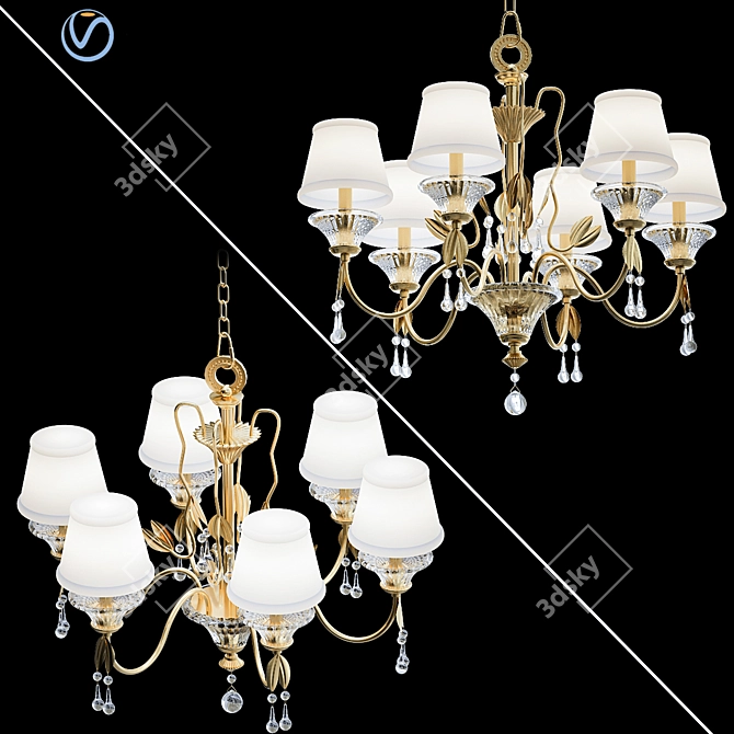 Vintage Gold Chandelier 3D model image 1