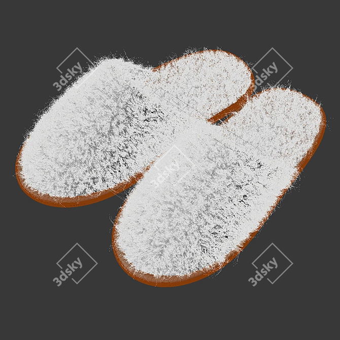 Cozy White Fegen Slippers 3D model image 2