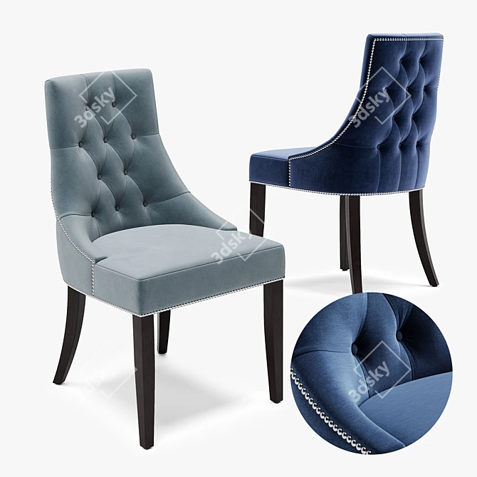 Velvet Dining Chair - Detailed 3D Model in Vray and Corona 3D model image 1