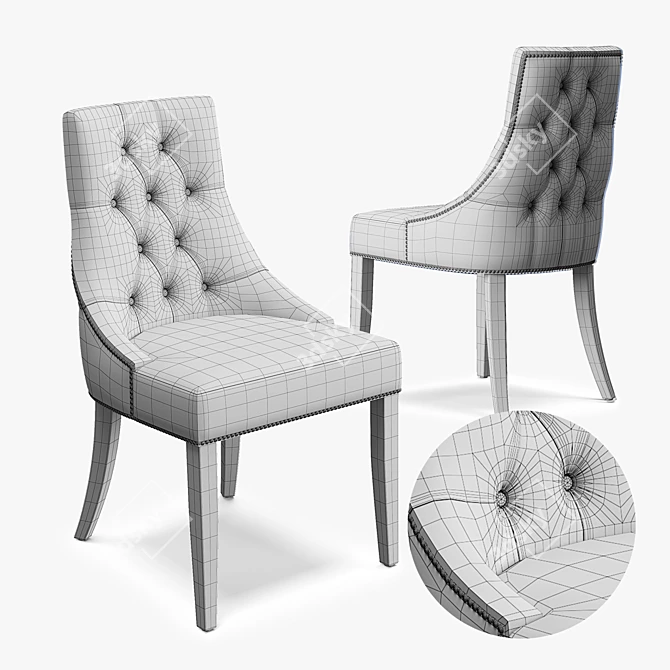 Velvet Dining Chair - Detailed 3D Model in Vray and Corona 3D model image 3