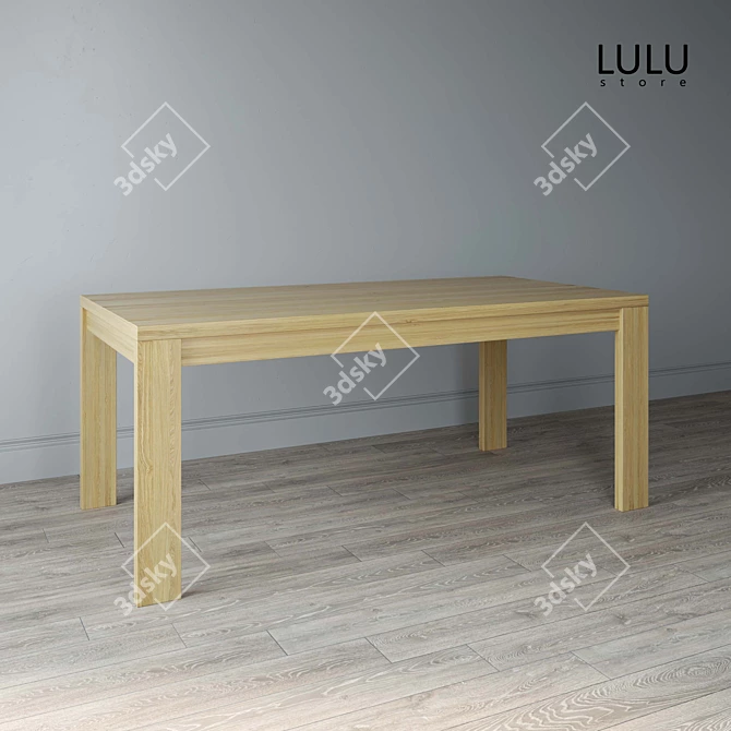 Rustic Oak Dining Table 3D model image 1