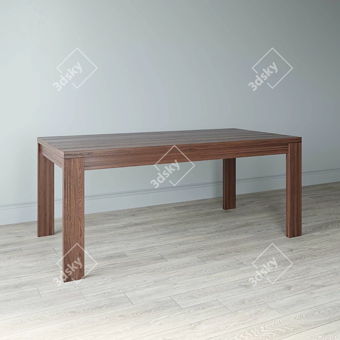 Rustic Oak Dining Table 3D model image 2