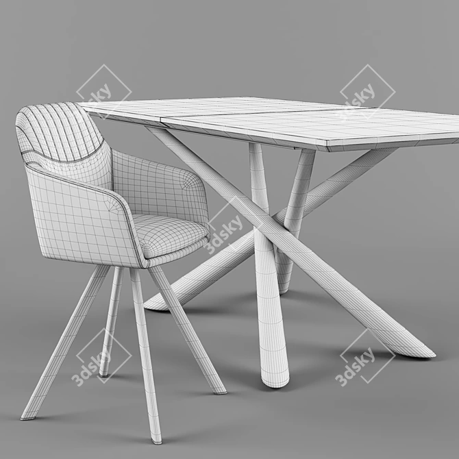 Modern White TARANTO Table with MILTON Chairs 3D model image 3