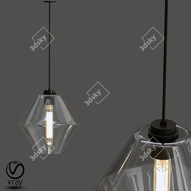 Handblown Crystal Pendant Light 3D model image 1