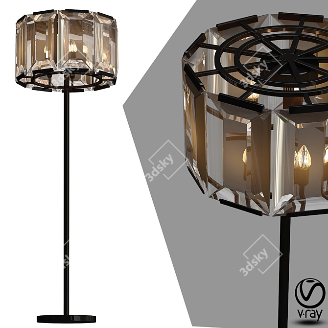 Amber Crystal Round Floor Lamp 3D model image 1
