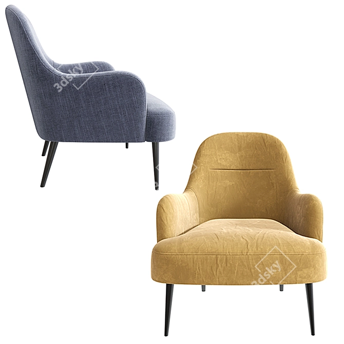 Elegant Nuevo Lounge Chair 3D model image 2