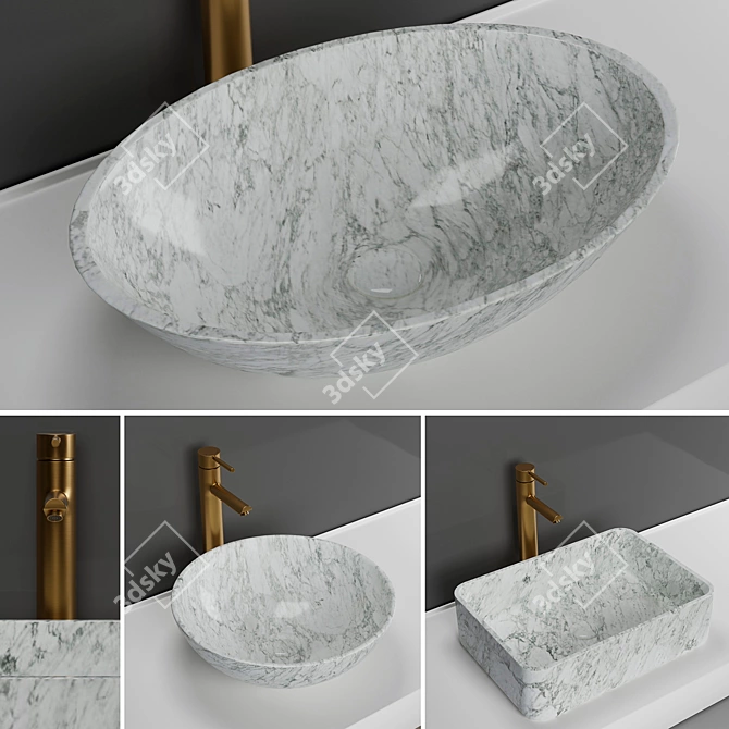 Lusso Stone Carrara Basins: Elegance, Italia, Kudos 3D model image 1