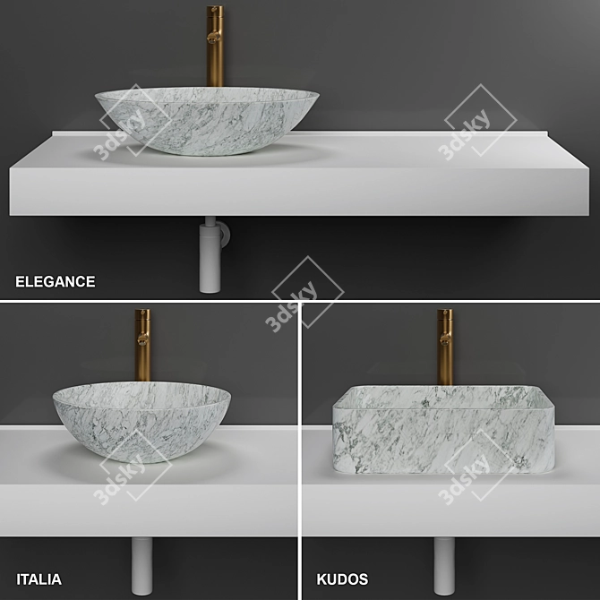 Lusso Stone Carrara Basins: Elegance, Italia, Kudos 3D model image 2