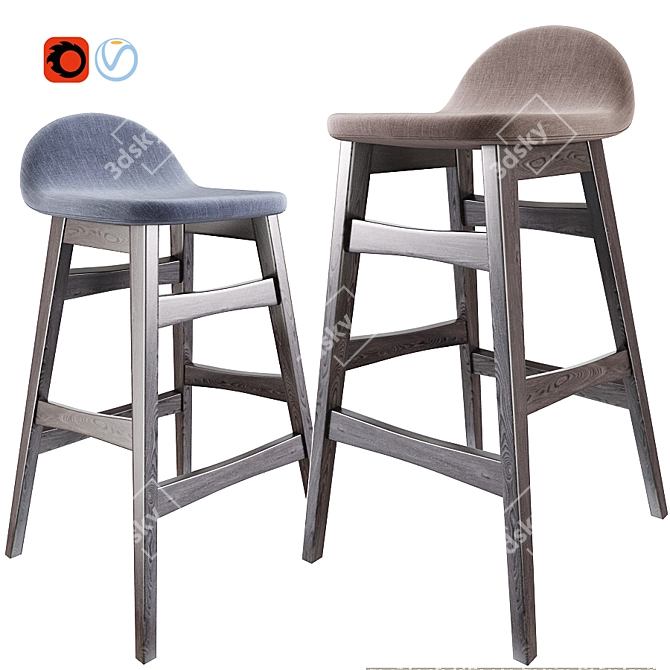 Mid-century Modern Bar Stool 3D model image 1