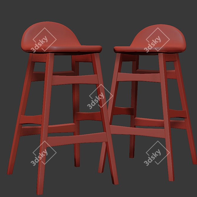 Mid-century Modern Bar Stool 3D model image 3