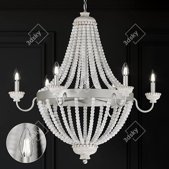 Elegant Angela 6-Light Chandelier 3D model image 1