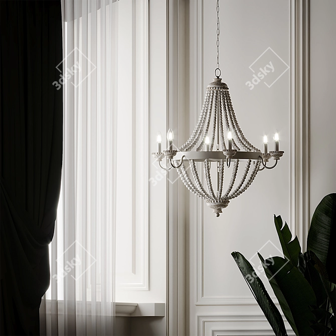 Elegant Angela 6-Light Chandelier 3D model image 4