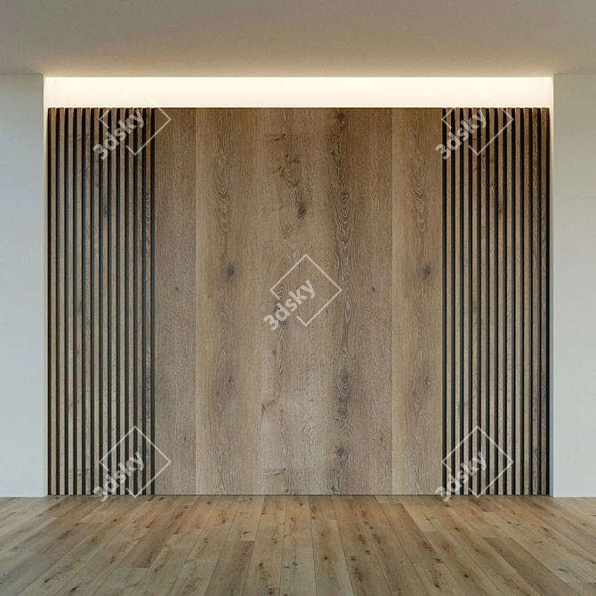 Elegant Wood Wall Panel 3D model image 2