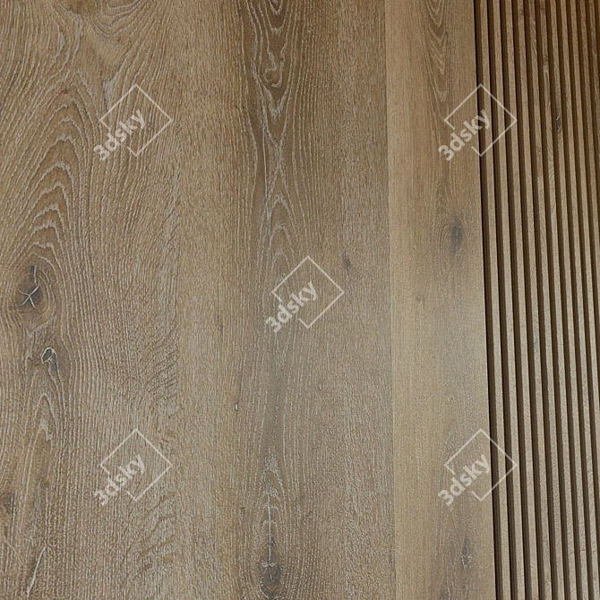 Elegant Wood Wall Panel 3D model image 3