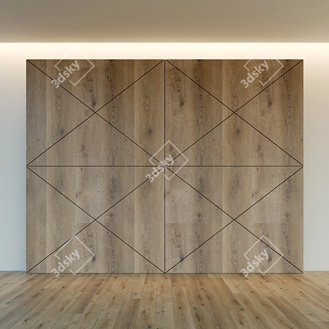 Wooden 3D Wall Panel: Decorative, High-resolution Texture 3D model image 2