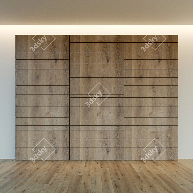 3D Wood Panel - High-Resolution Decorative Wall 3D model image 2