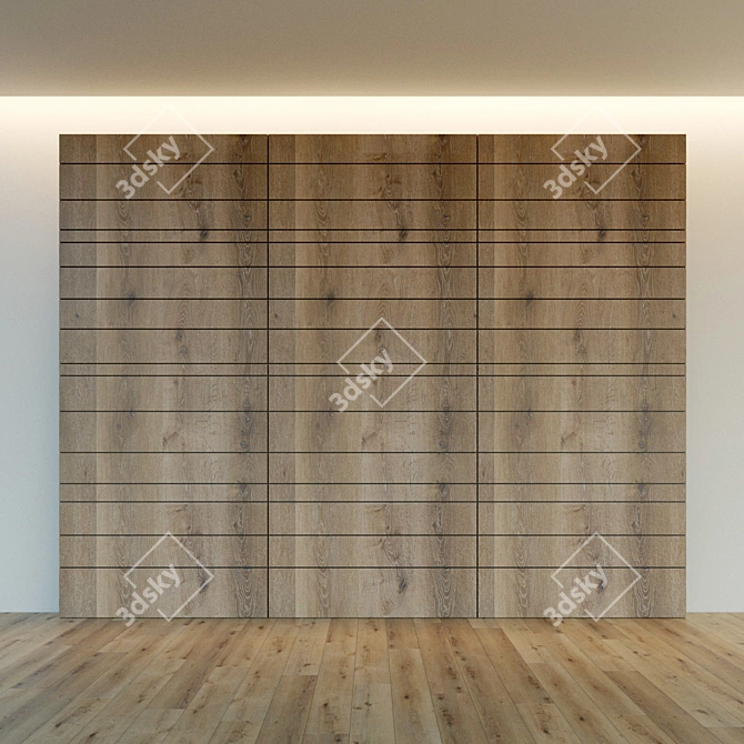 Wooden 3D Wall Panel - Decorative and Versatile 3D model image 2