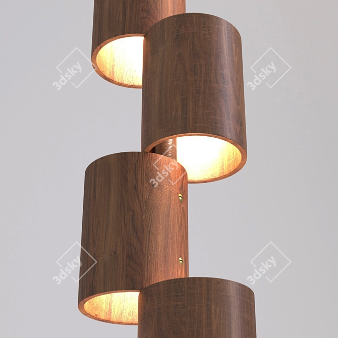 Elegant Totem Wood Lamp 3D model image 2