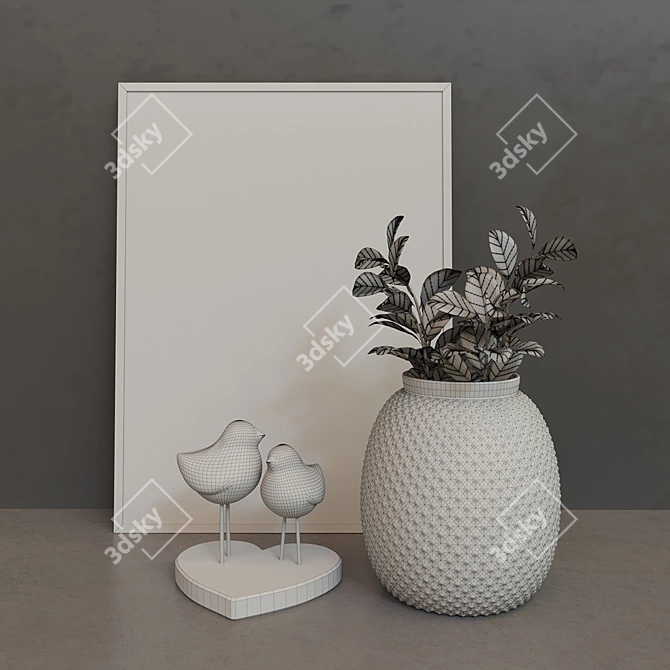 Charming Birdie Decor Set 3D model image 3