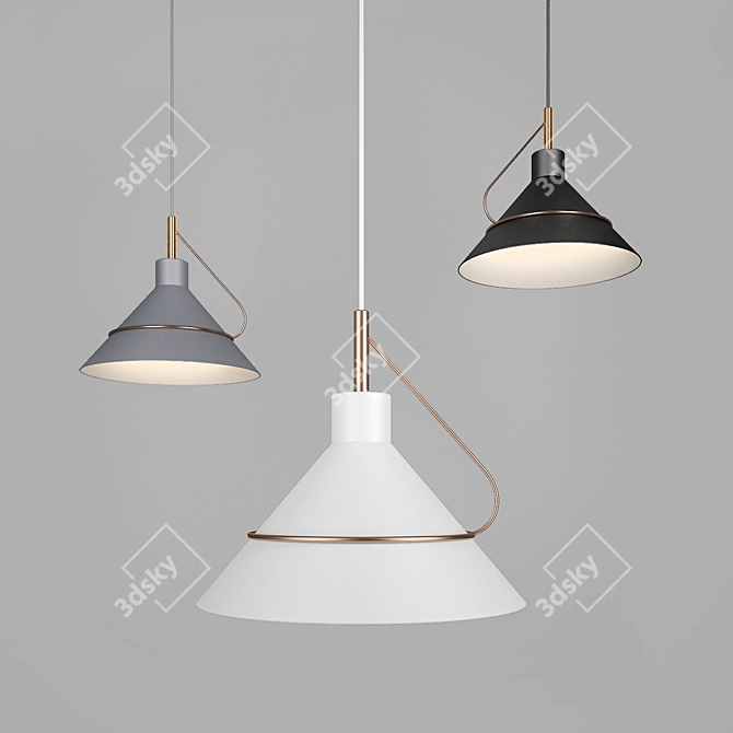 Amis Pendant Light Collection | Stylish Metal Design with Decorative Copper Loop 3D model image 1