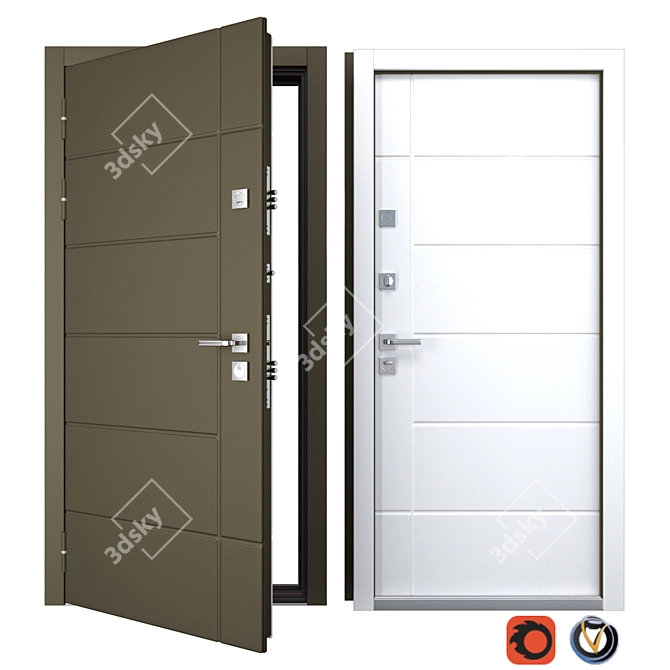 Title: Lino Metal Entrance Door: Your Ultimate Doorway Solution 3D model image 1