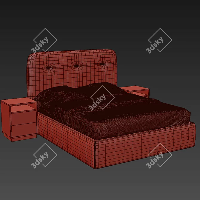 Modern Lift-Up Bed with Nightstand 3D model image 2