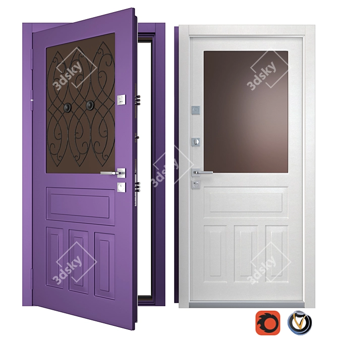 Martino Metal Entrance Door with Customizable Frame 3D model image 1