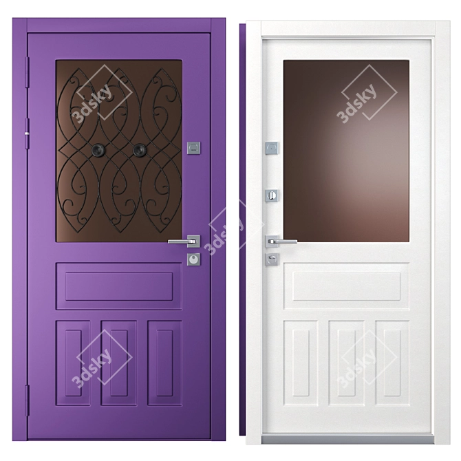 Martino Metal Entrance Door with Customizable Frame 3D model image 3