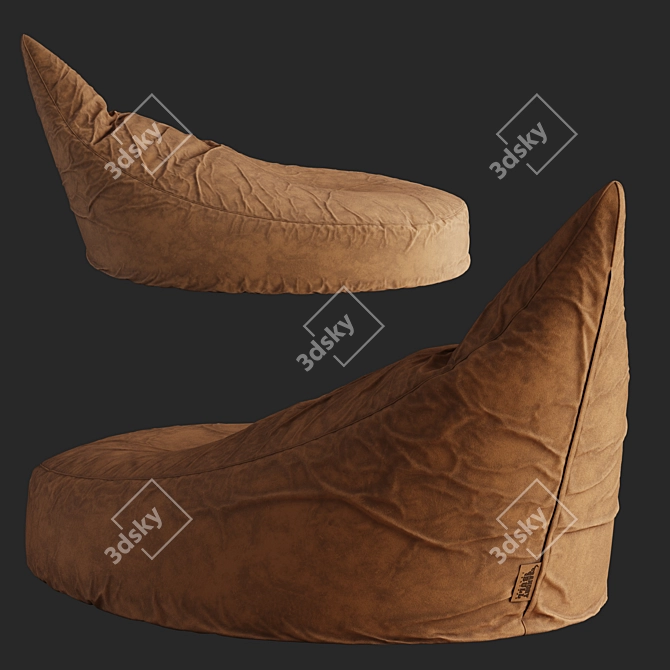 Luxury Leather Suede Beanbag 3D model image 2