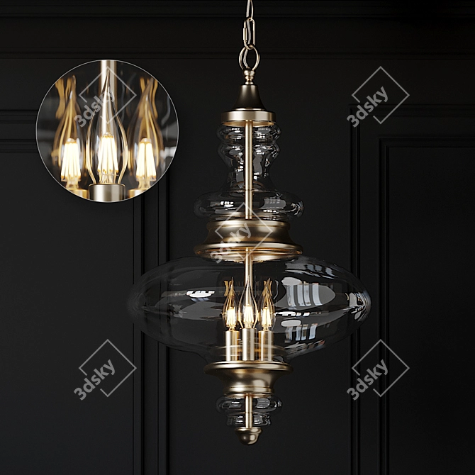 Elegant Mila Blown Glass Pendant 3D model image 1