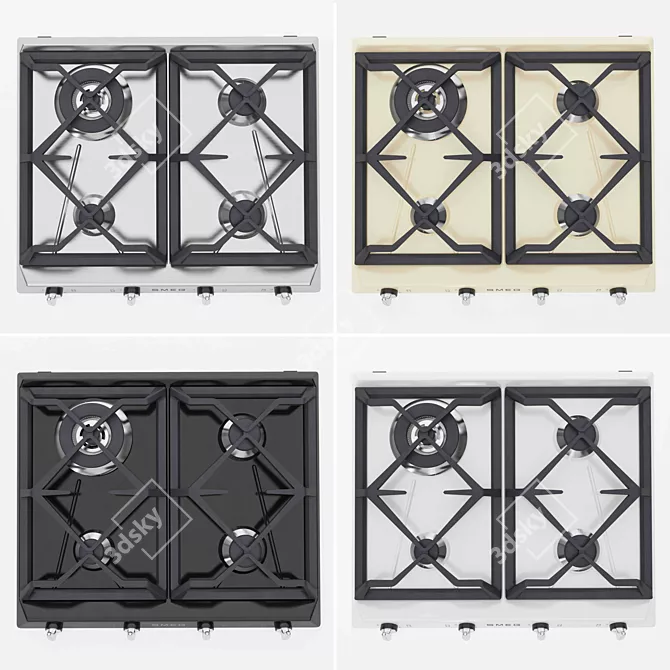 SMEG Family Hob - Traditional Gas Cooktop 3D model image 2