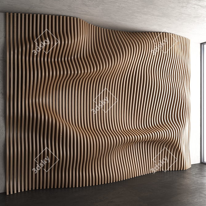 Customized Wooden Wall Panel 3D model image 2