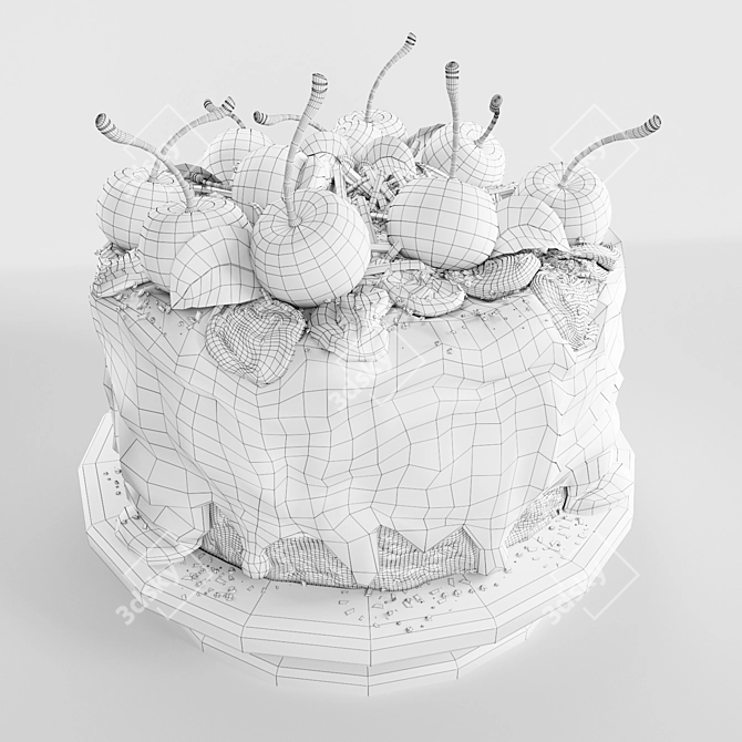 Cherry Delight Cake: A Decadent Treat 3D model image 3