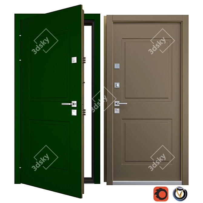 Orlando Metal Entrance Door: Customizable Frame 3D model image 1