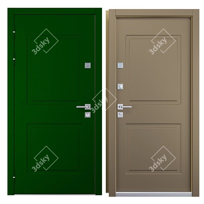 Orlando Metal Entrance Door: Customizable Frame 3D model image 3