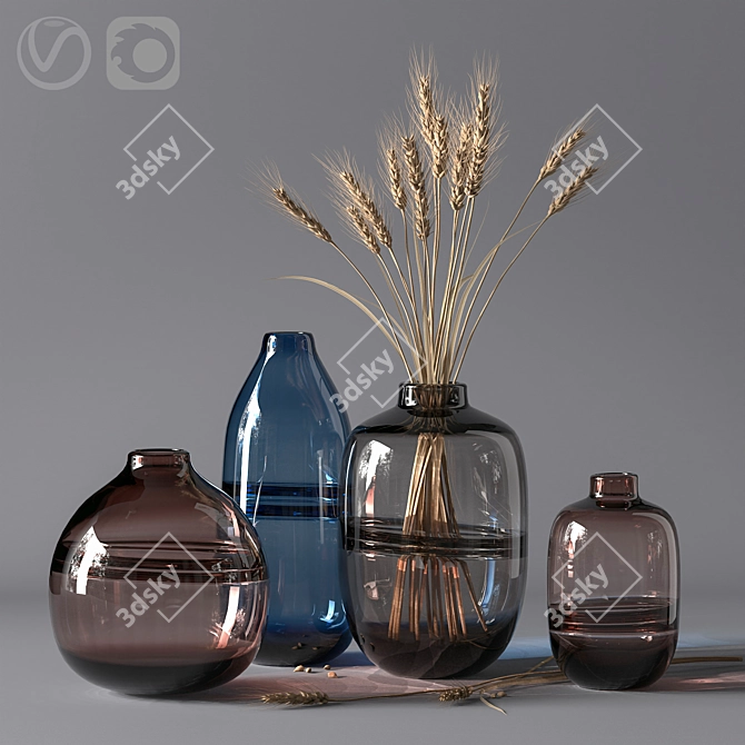Elegant Glass Vase Collection 3D model image 1