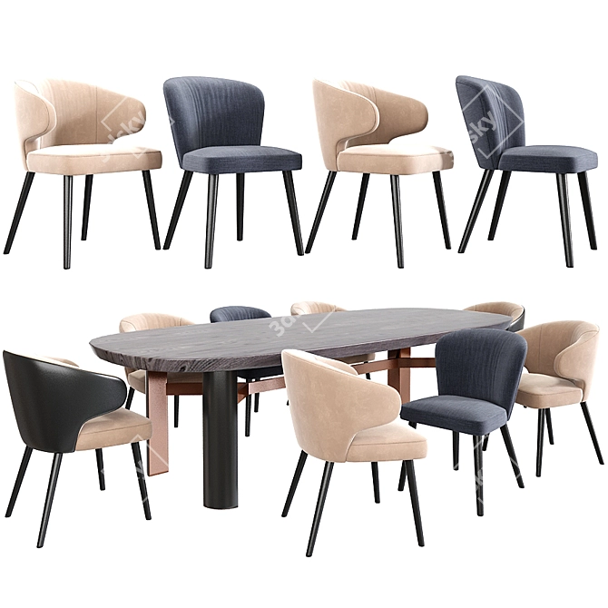 Elegant Minotti Aston Dining Chairs 3D model image 2